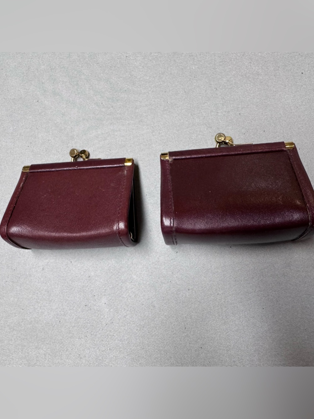 Etienne Aigner Burgundy Leather 4” Kiss-Lock Coin Purses (Pair) - Picture 4 of 8